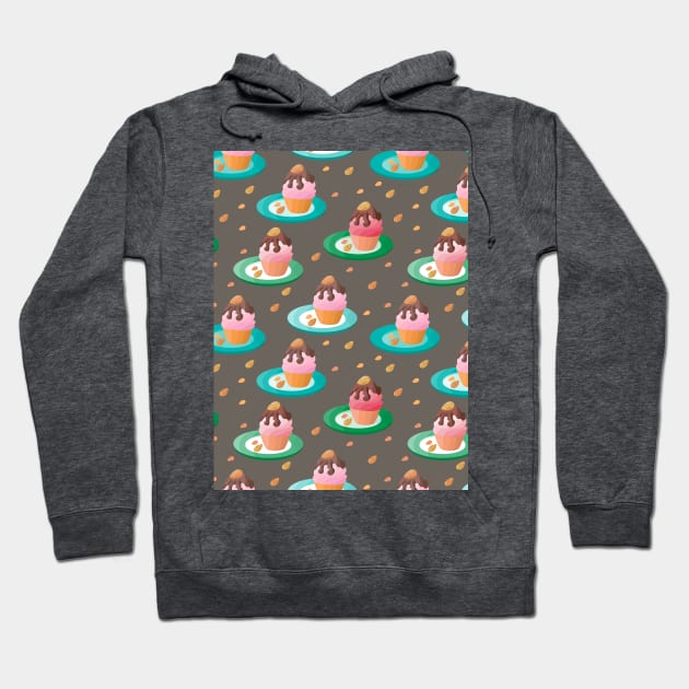 delicious cupcakes with chocolate cream and almond Hoodie by Marina patterns